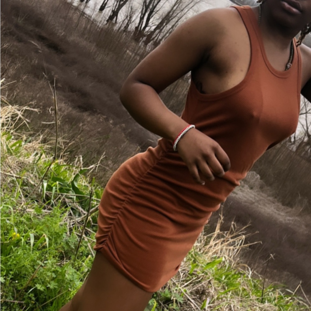 Brown bodycon dress